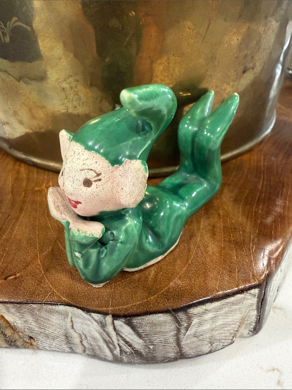 Rare Vintage Ceramic Pixie Elf Figurine.
